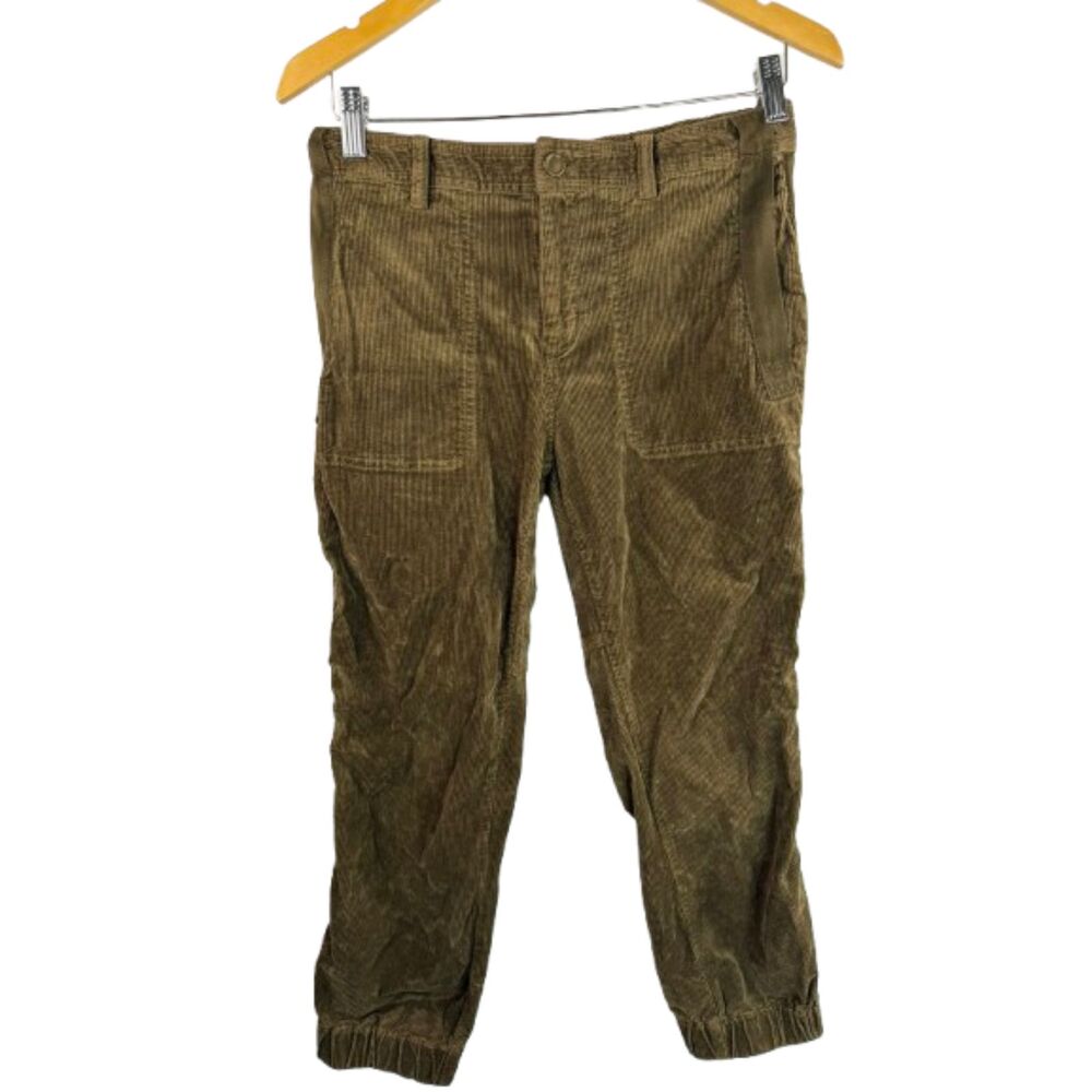 Anthropologie Women's Boho Straight Leg Corduroy Cropped Brown Pants Size 6